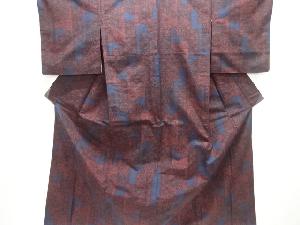 麻の葉に花模様織り出し十日町紬着物